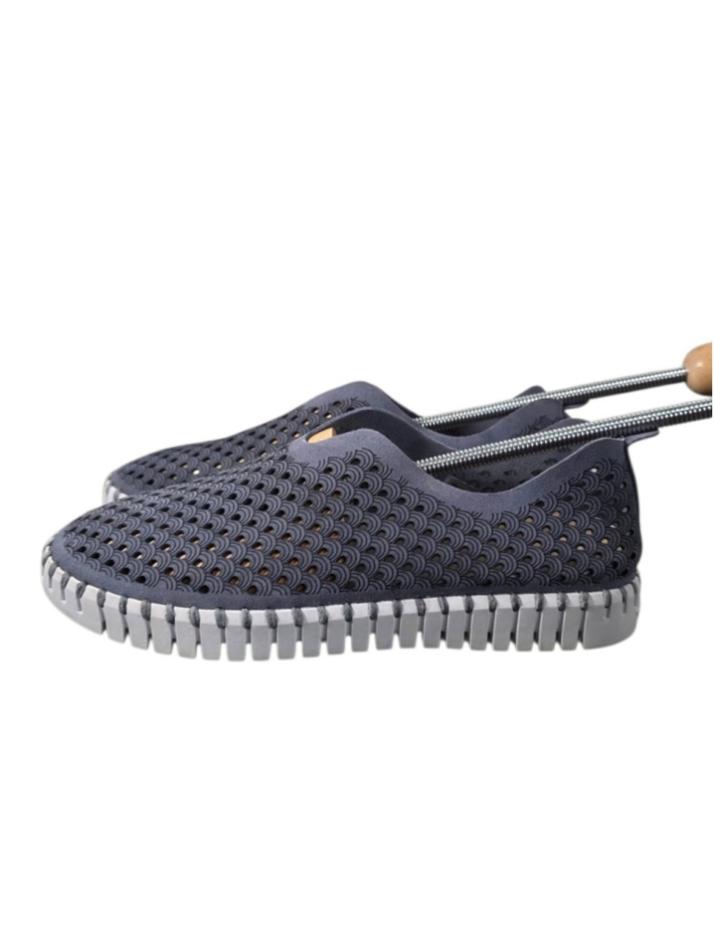 Ilse Jacobsen Hornbaek Tulip Slip On Shoes Grey Perforated Comfort Flats 9|39